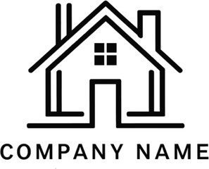 Fototapeta premium Simple Line Art Home Icon on a Black Background. Clean and minimalist line art of a house silhouette on a solid black background