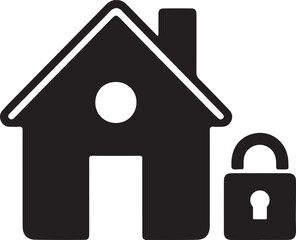 home with lock icon silhouette design vector illustration