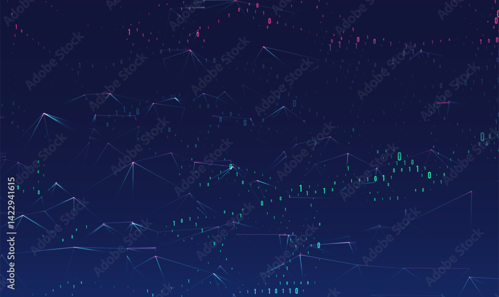 Poster abstract space polygonal illustration. big data code representation. graphic concept for your design