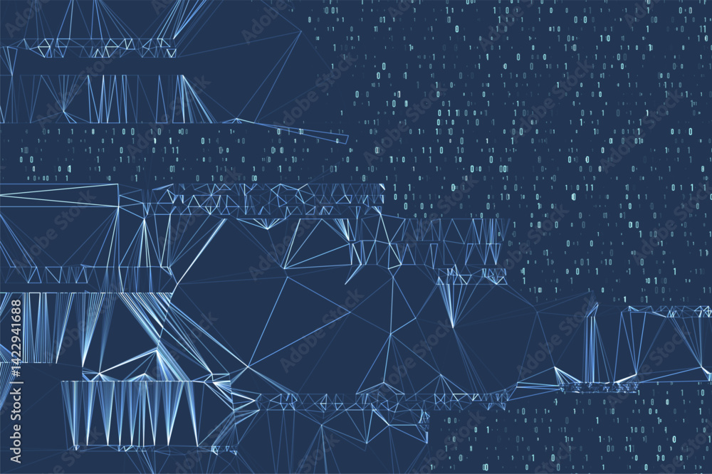 Poster abstract space polygonal illustration. big data code representation. graphic concept for your design