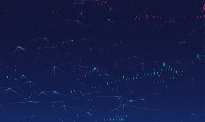Abstract space polygonal illustration. Big data code representation. Graphic concept for your design.