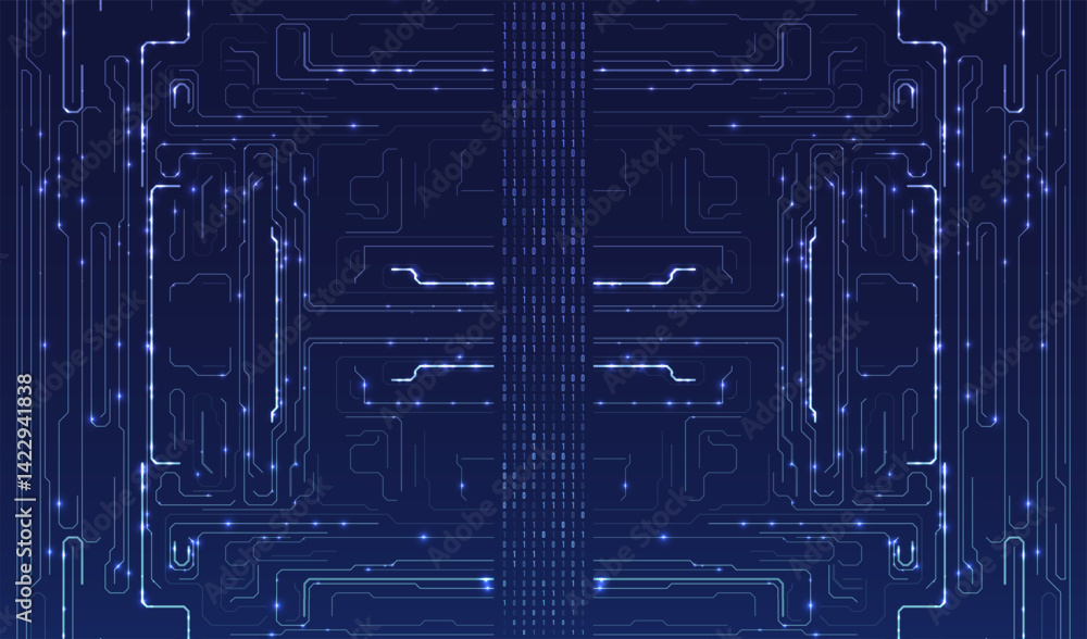 Poster abstract futuristic circuit board background. big data code representation. hi-tech illustration of 