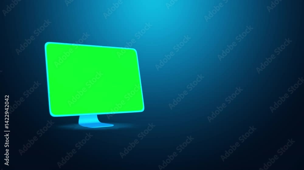 Aufkleber computer monitor with green screen background for chroma key effects. looping video and alpha channe