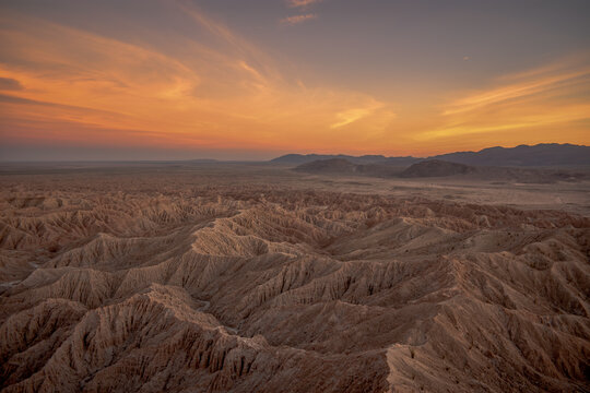 Desert landscape at sunset, Font's Point, California