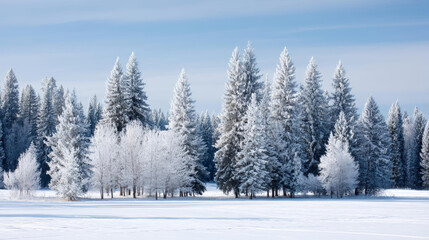Naklejka premium serene winter landscape featuring snow covered trees and tranquil atmosphere