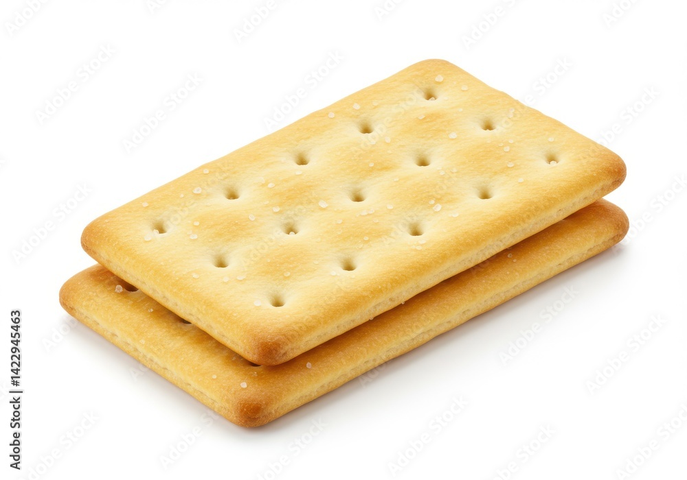 Poster two rectangular crackers stacked on top of each other on a white background close up studio shot