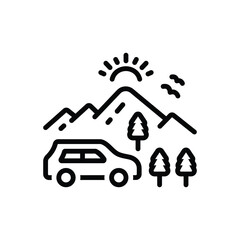 Black line icon for adventure