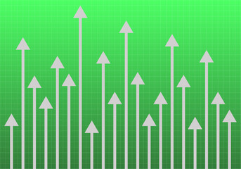 Crecimiento en flechas blancas de crecimiento económico con degradado verde