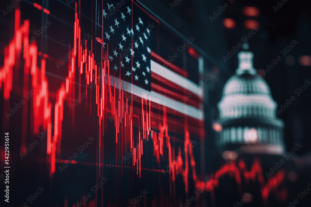 Aufkleber red and white american flag is shown in front of a building that has the word capitol on it. the ima
