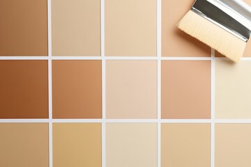 Assorted light beige color swatches and a paintbrush