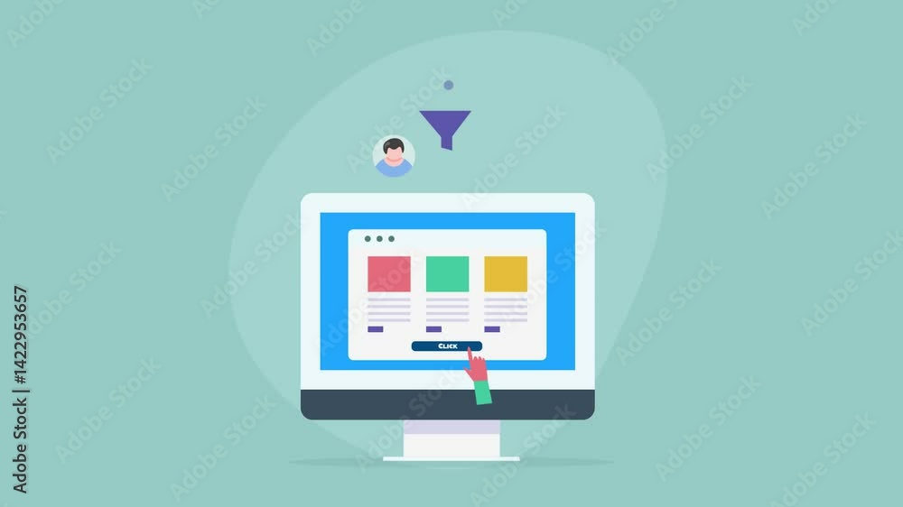 Poster website conversion using digital marketing sales funnel, increase customer click rate and business g