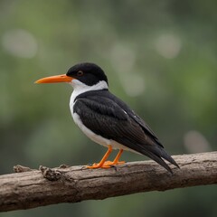 Fototapeta premium Indian Skimmer bird on piece of wood