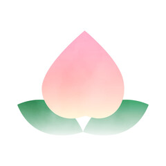 桃のイラスト-水彩風