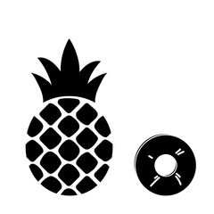 パイナップルのイラスト-モノクロ