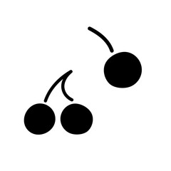 さくらんぼのイラスト-モノクロ