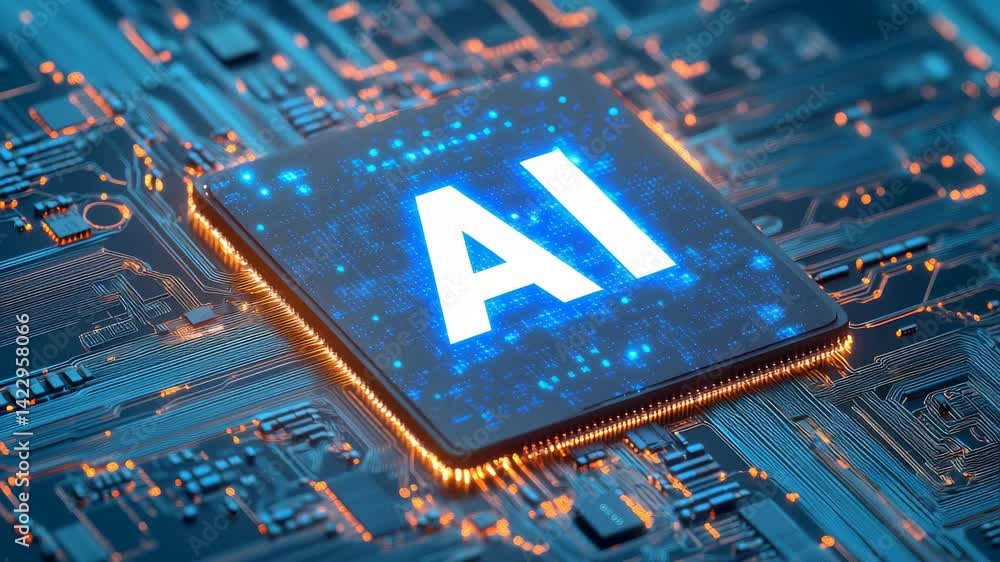 Poster close-up of ai chip on circuit board