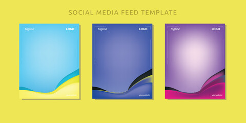 Naklejka premium Social Media Feed Template. set of post banner mockup