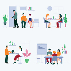 Business People in Office Scenes: Meetings, Interviews, and Collaboration