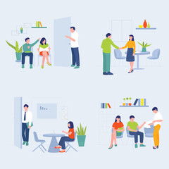 Business People in Office Scenes: Meetings, Interviews, and Collaboration