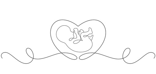 baby foetus line art vector illustration. children's day elements celebration