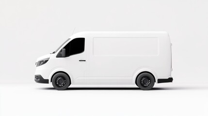 White Delivery Van Clean Minimalist Style Studio Lighting Side Profile View Blank template Ready for branding Neutral backdrop Bright clean mood Perfect for mockups