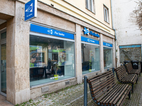 Nitra, Slovakia - February, 24, 2024 : Fio bank branch in Nitra. Fio banka is a modern Czech financial institution.