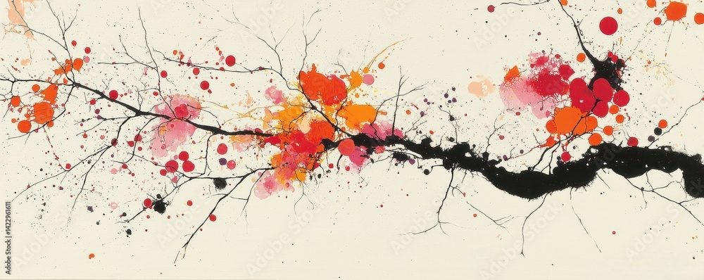 Poster abstract biological inspiration depicting amoeba-like forms with vibrant colors and intricate patter