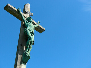 Jesus Christ Statue - clear sky background. Son of God, Christmas, Easter, Rebirth