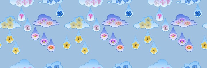 Illustration, continuous replication. Texture of flowers. Seamle