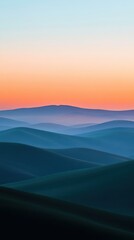 Obraz premium Landscape at dawn with rolling hills and soft pastel colors