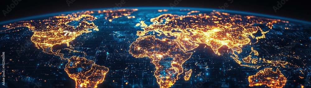 Poster global financial system enhanced by blockchain technology for securing credit transactions and promo
