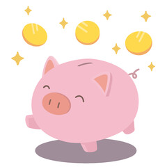 嬉しそうなぶたの貯金箱
