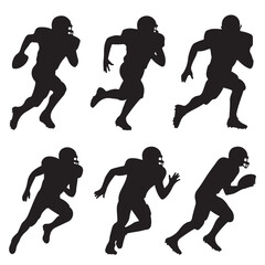 various set Vector silhouette of american football players for graphic resources