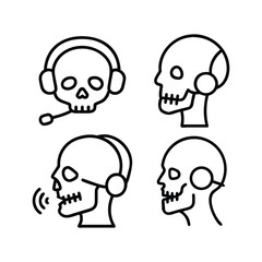  Silhouette of a little skeleton head with headphones icon