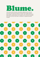 Bright flower green and yellow color poster, cover for book, notebook, frame