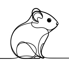 Obraz premium Sitting mouse in minimalist line style