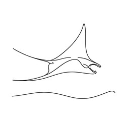 Manta ray gliding in fluid line art