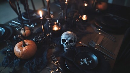 Eerie Elegance, A Halloween Table Setting for a Spooky Celebration