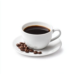 Fototapeta premium Cup of coffee with beans isolated on white background