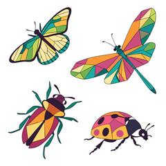 Lowpoly Geometric Polygonal Insect Vector Pack 