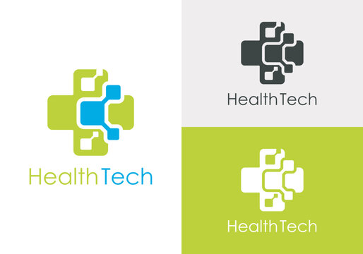 health and digital technology logo design template, vector health clinic medical technology symbol logo