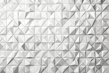 Abstract geometric white 3D tiles with faceted pyramid shapes forming a seamless modern pattern on a light gray background. Concept of architecture. Ai generative