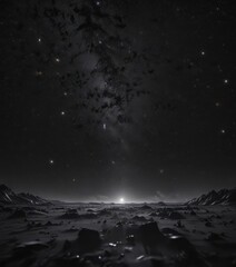 Millions of stars shimmer in a deep, inky black night sky ,  majestic,  dark