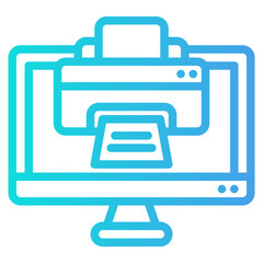 Computer monitor displays printer icon. Perfect for technology blogs or articles about printing software, office equipment, or digital communication.