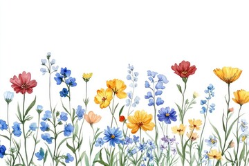 Fototapeta premium Flowers illustration wildflowers watercolor.