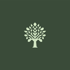 Geometric Oak Tree Logo – Bold oak tree formed with abstract geometric elements.