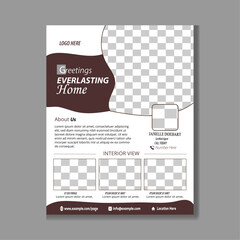 Modern flyer Design for real estate agency, home for sale with organic shape vector-based fresh and clean new design