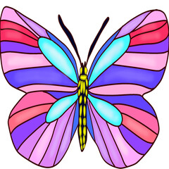 Colorful butterflies on a white background.