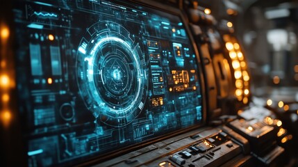 Obraz premium Futuristic Technology Interface: Sci-fi Control Panel Display