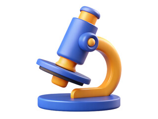 Microscope Illustration in Blue and Orange on Transparent Background